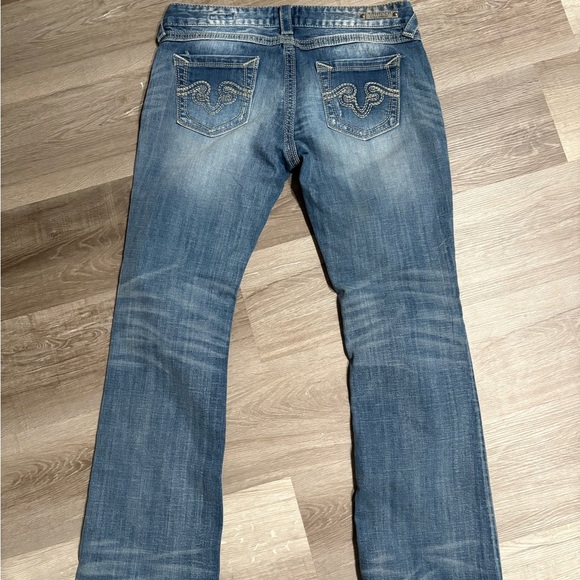Express Rerock Barely Bootcut Denim Jeans size 12s - Picture 10 of 10